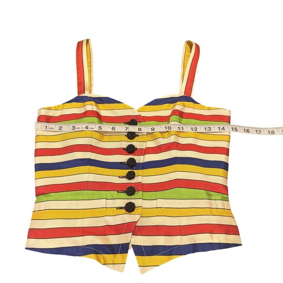 NWOT Vintage Yves Saint Laurent 100% Silk Button Up Multicolor Peplum Top SizeXS - Picture 6 of 10